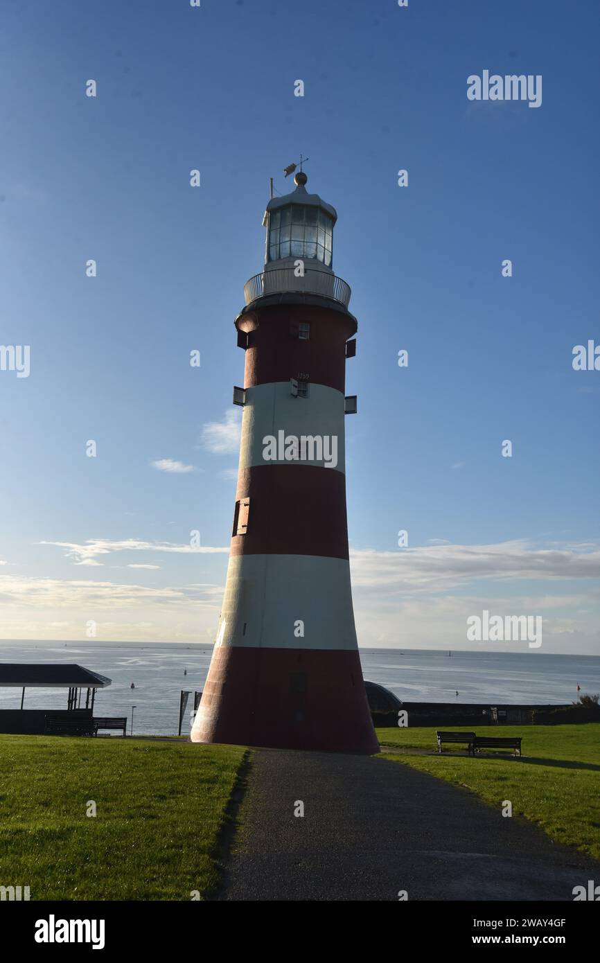 Smeaton's Tower a Plymouth Hoe nel Devon UK Foto Stock