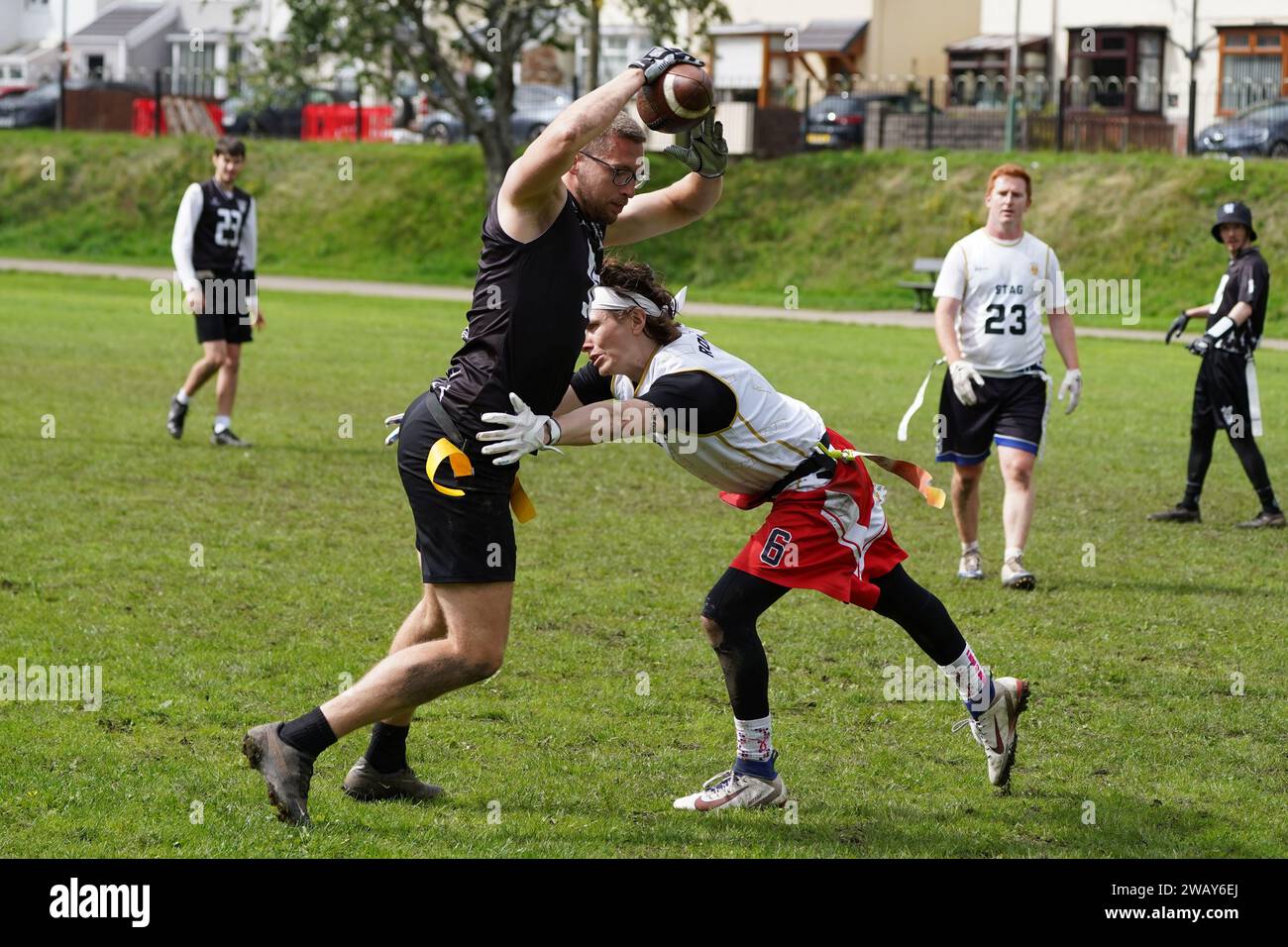 Welsh Bowl 3rd-4th play-off, Cardiff Hurricanes contro Swansea Hammerheads Foto Stock