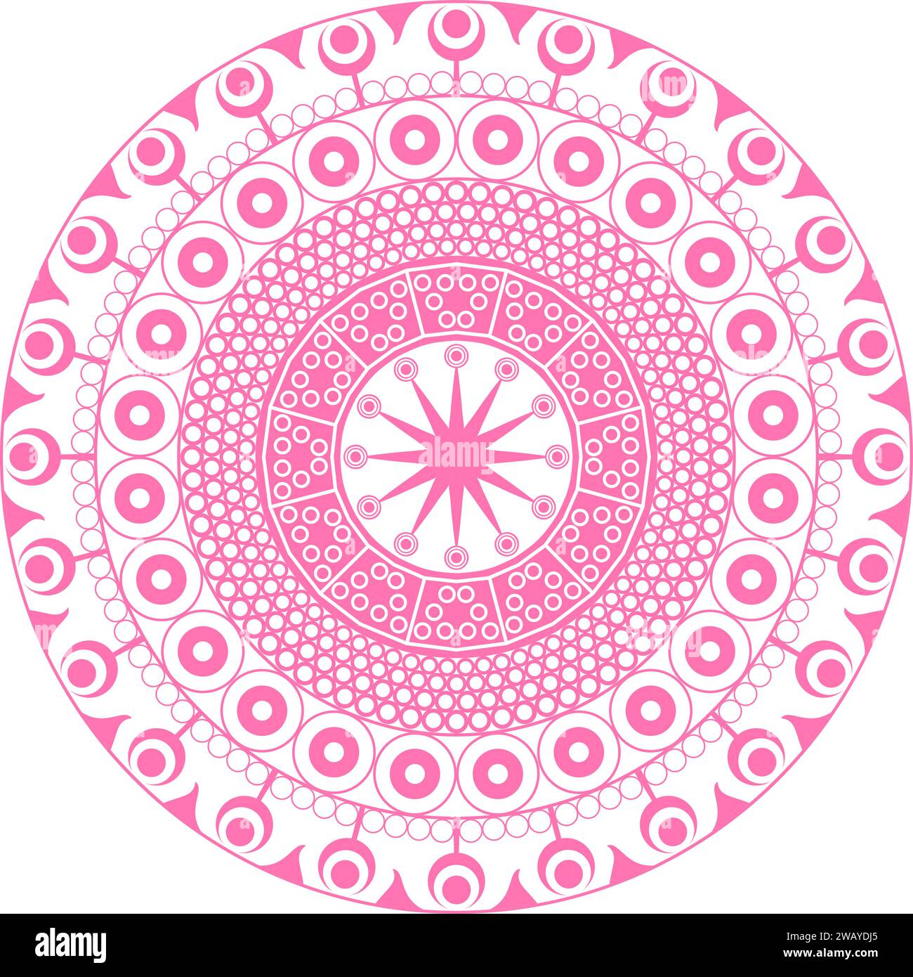 Arte Mandala del design circolare di colore rosa. Illustrazione Vettoriale