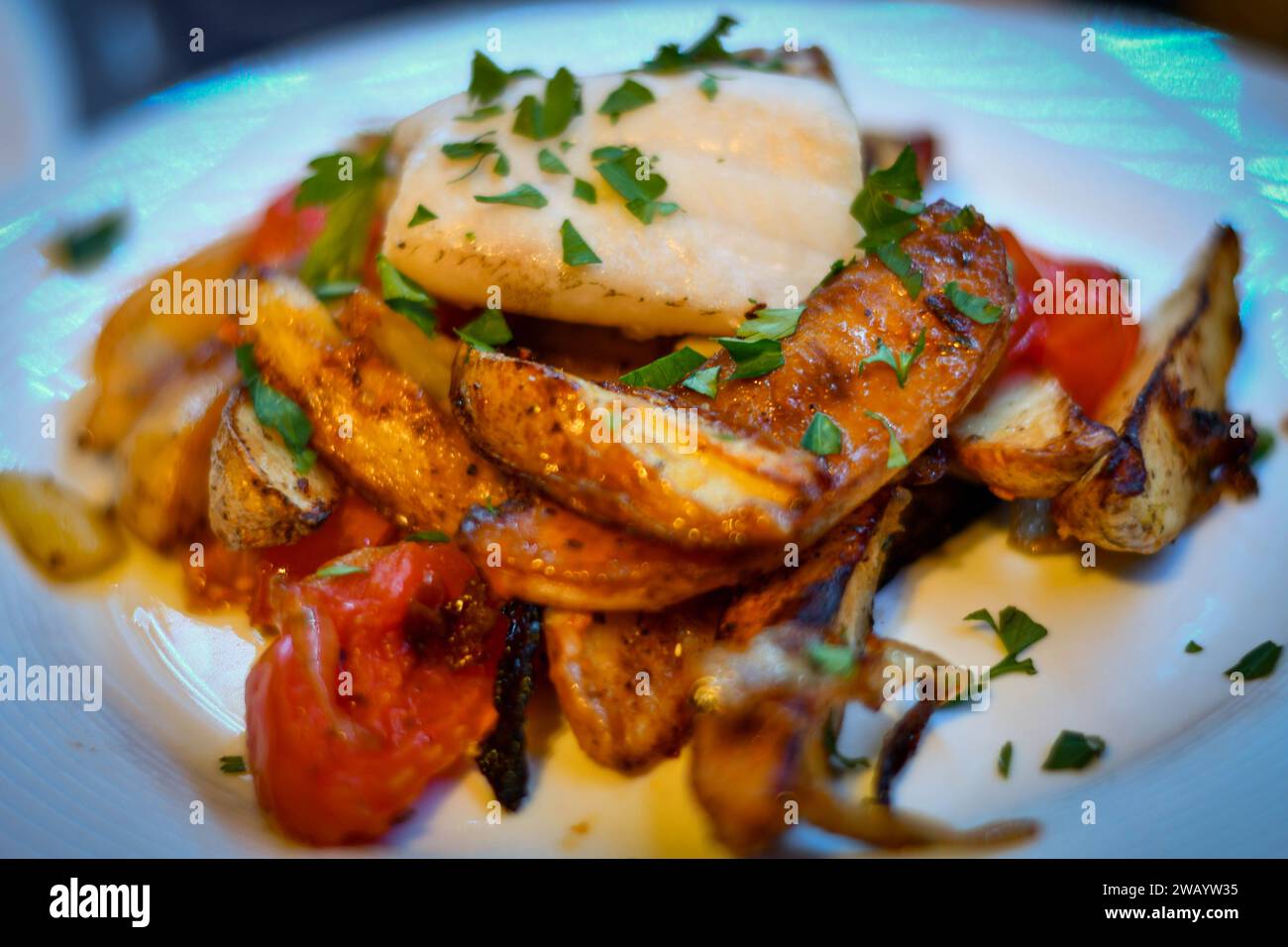 fish and chips salutari Foto Stock