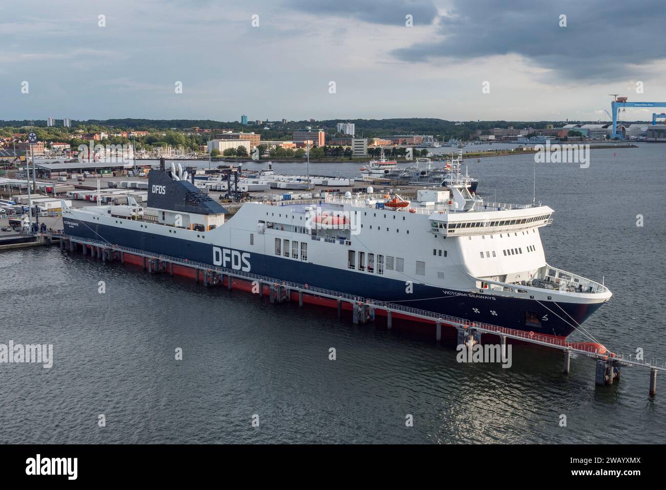 Il DFDS Victoria Seaways ormeggiava a Kiel, in Germania. Foto Stock