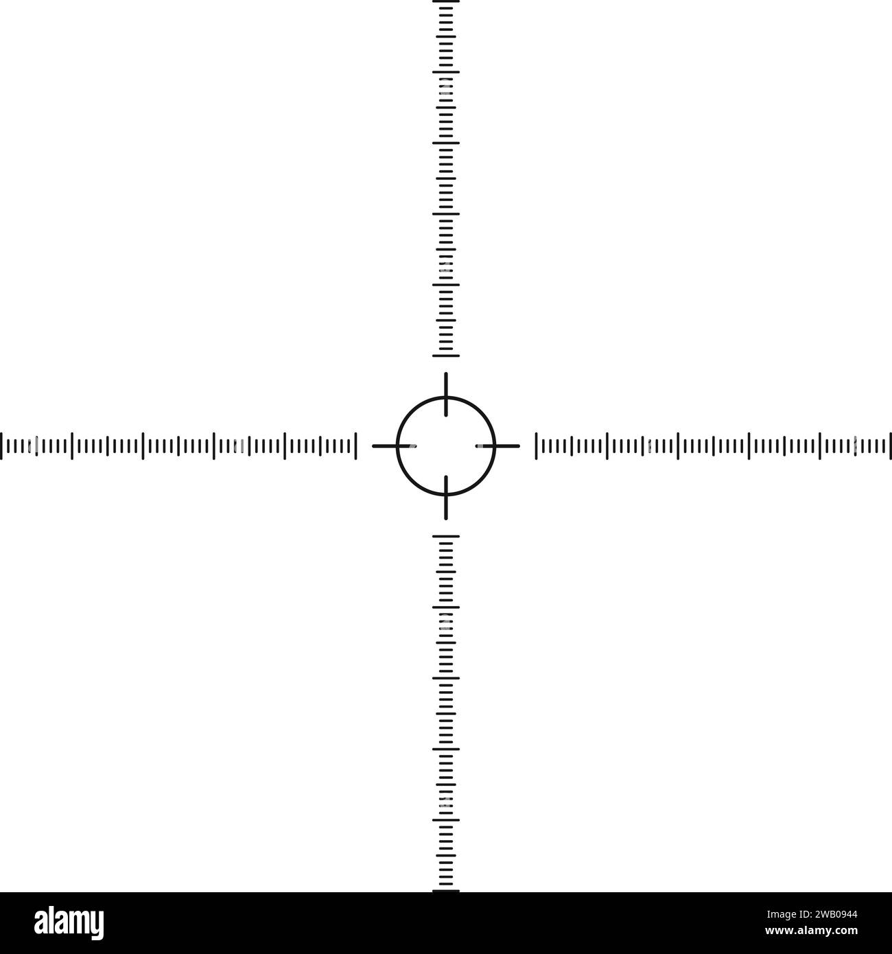 Scala mirino di strumenti ottici militari, cacciatori, spie e cecchini. Puntamento, bersaglio, bullsye, punto di vista sullo schermo digitale. Grafico della distanza isolato su sfondo bianco. Illustrazione grafica vettoriale Illustrazione Vettoriale