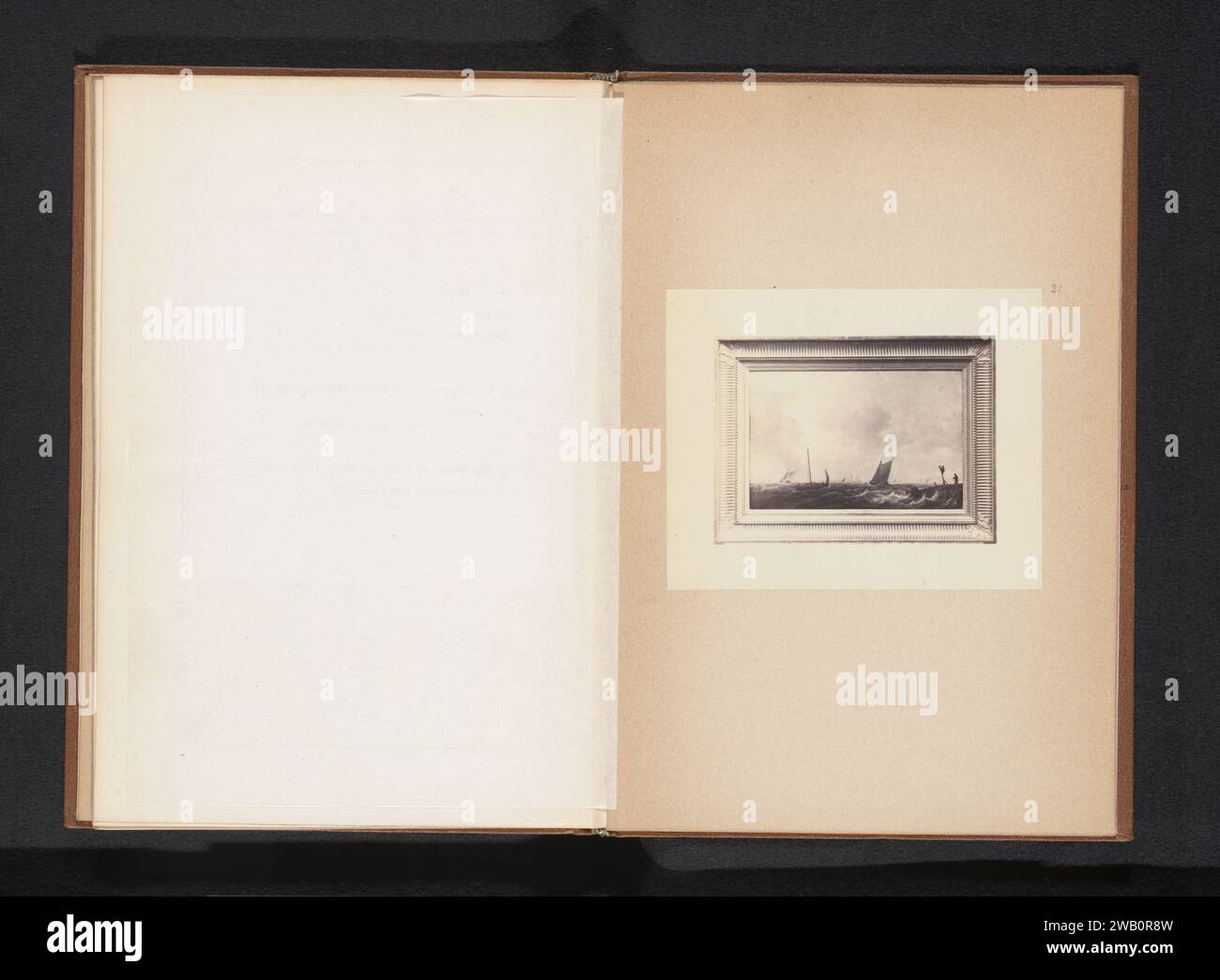 Produzione fotografica di un paesaggio marino, forse di Willem van de Velde de Jonge, Gysi, dopo Willem van de Velde (II), c. 1856 - nel o prima del 1866 fotografia supporto fotografico albume stampa immagine, pittura. mare (seascape) Foto Stock