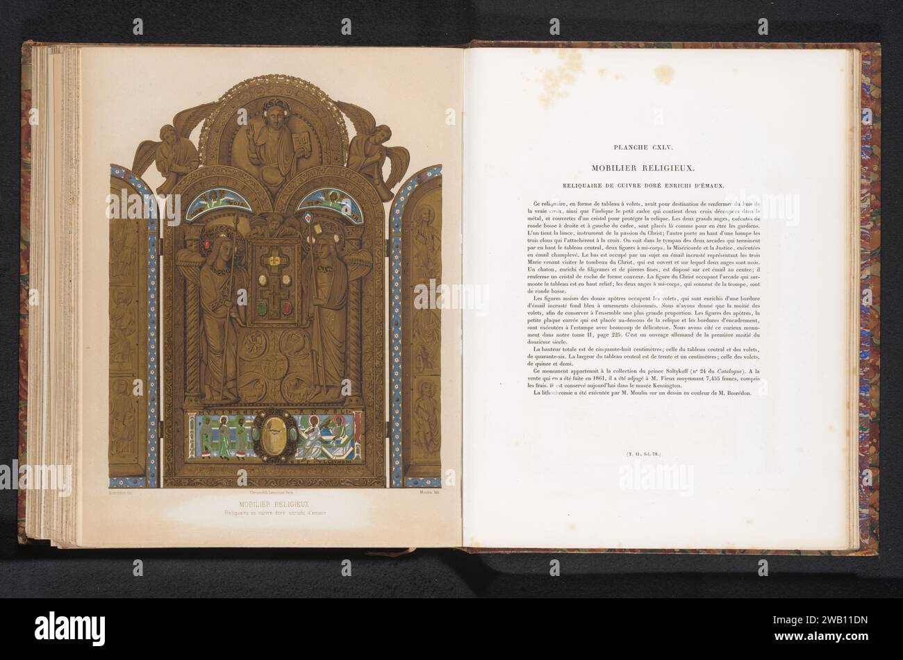 Riproduzione di un disegno del possessore del reliquiario con Cristo e angeli guardiani, Moulin, dopo M.L. Bosredon, c. 1859 - in o prima del 1864 stampa Paris paper Guardian Angel. reliquie (e reliquiari). Cristo santo Foto Stock