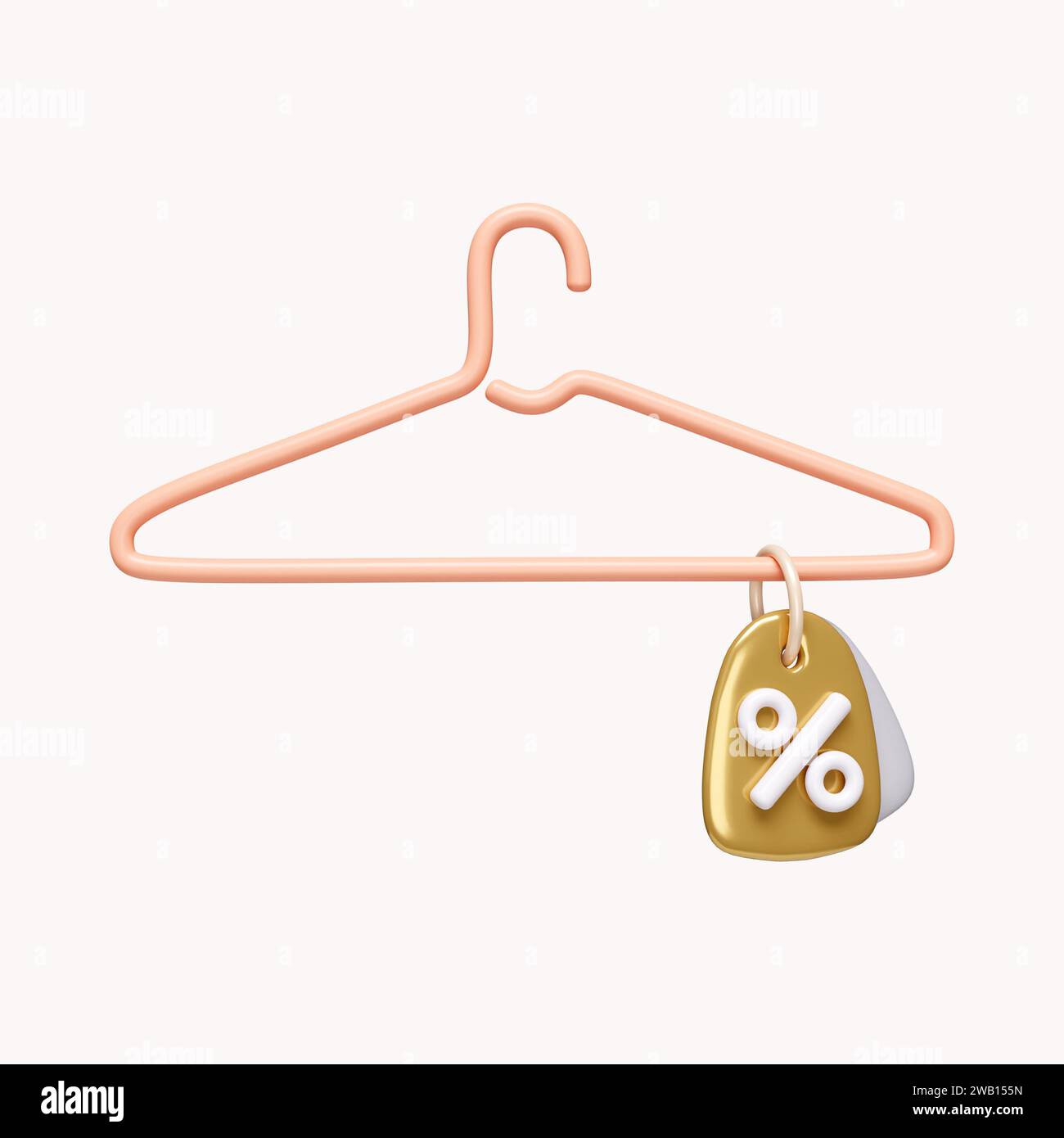 Etichetta di vendita 3d con simbolo di percentuale sull'appendiabiti. . Black Friday, sconti e promozioni. icona isolata su sfondo bianco. rendering 3d. Foto Stock