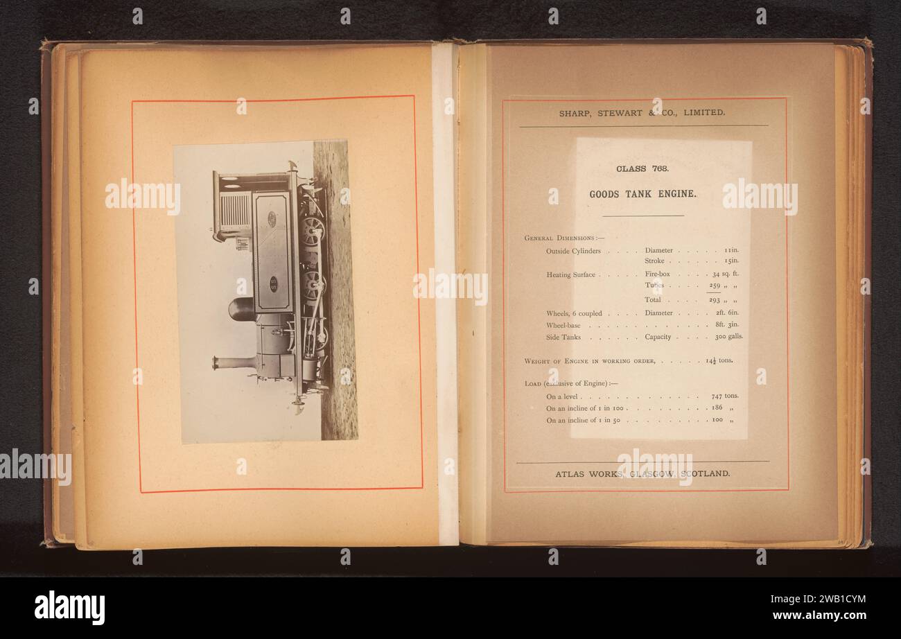 Locomotiva a vapore per il trasporto merci realizzata da Sharp, Stewart and Company, Anonymous, c. 1874 - in o prima del 1884 supporto fotografico locomotiva a vapore con stampa albumen Foto Stock