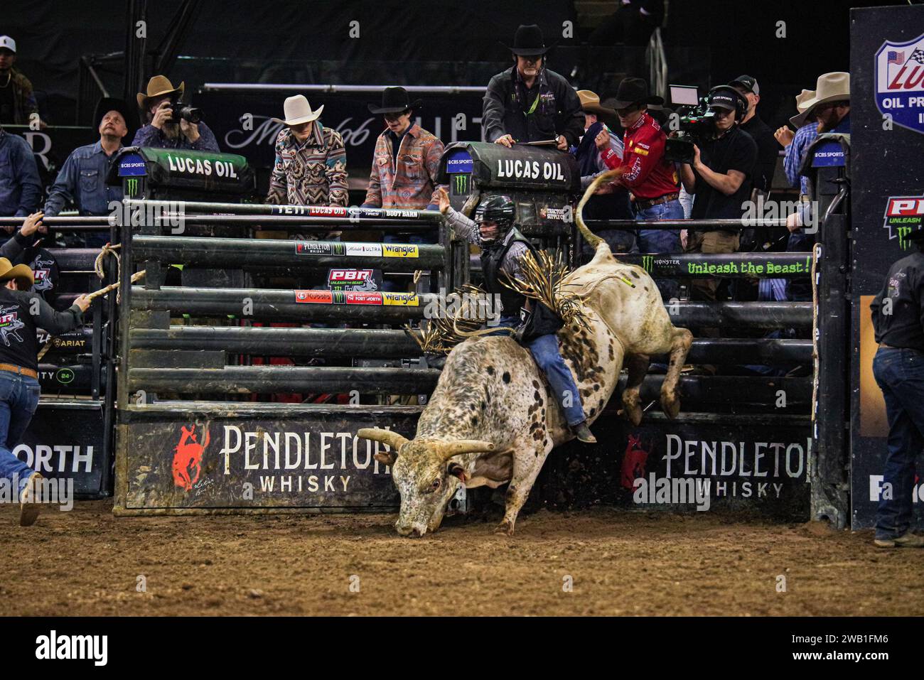 New York City, New York - 7 GENNAIO: Vitor Losnake cavalca Twisted Feather per 81 punti al PBR Unleash the Beast al Madison Square Garden il 7 gennaio 2024 a New York, New York, Stati Uniti. (Foto di Matt Davies/PxImages/Sipa USA) Foto Stock