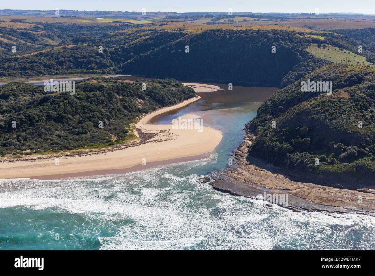 La foce del fiume Quko, Capo Orientale, Sud Africa. Foto Stock