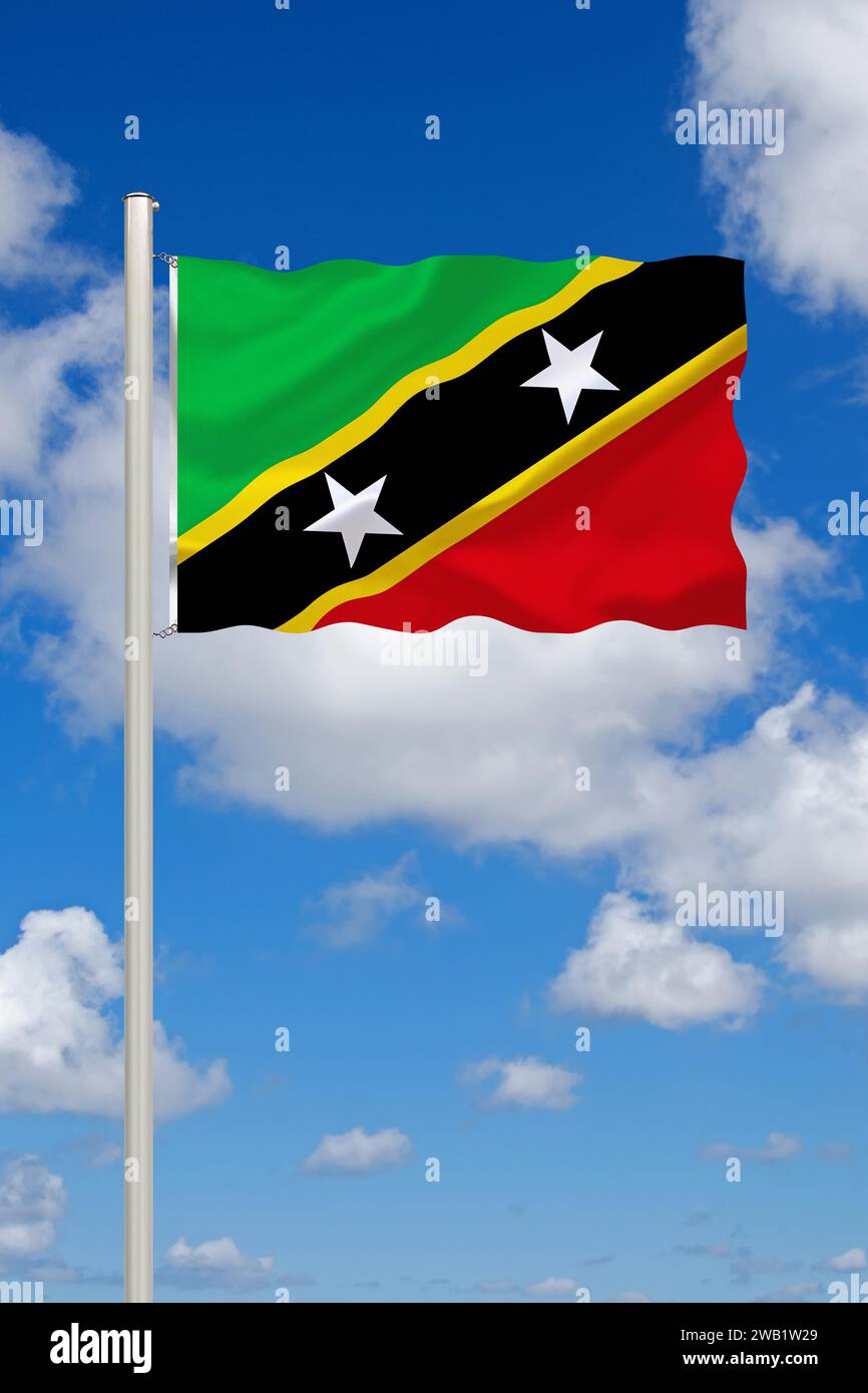 La bandiera di Saint Kitts e Nevis, Studio Foto Stock