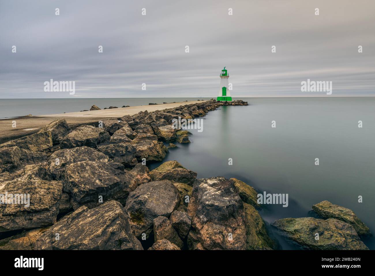 Lo storico faro di Port Dalhousie Range Front presso il lago Ontario, Canada. Foto Stock