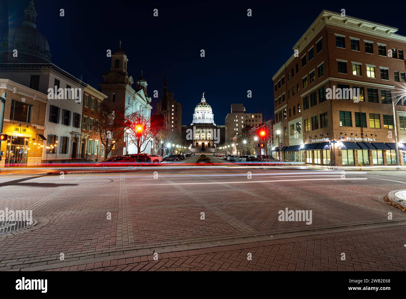 Il Campidoglio della Pennsylvania di notte Foto Stock