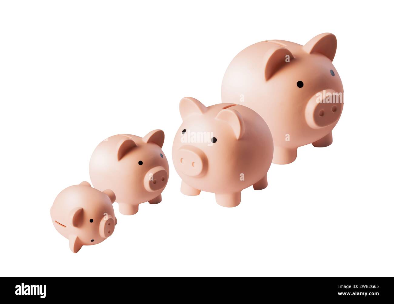 Molte salvadanaio di fila: Crescita finanziaria e concetto di guadagno Foto Stock