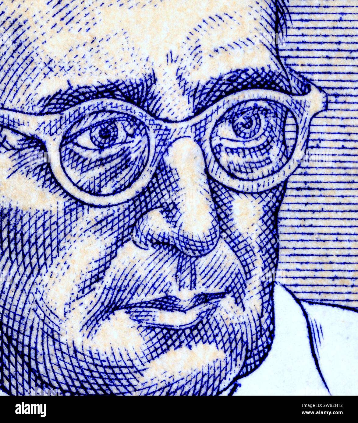 Ritratto di Eduard Čech (1893-1960) matematico ceco - dettaglio da un francobollo della Repubblica Ceca / Cechia (1993) Foto Stock