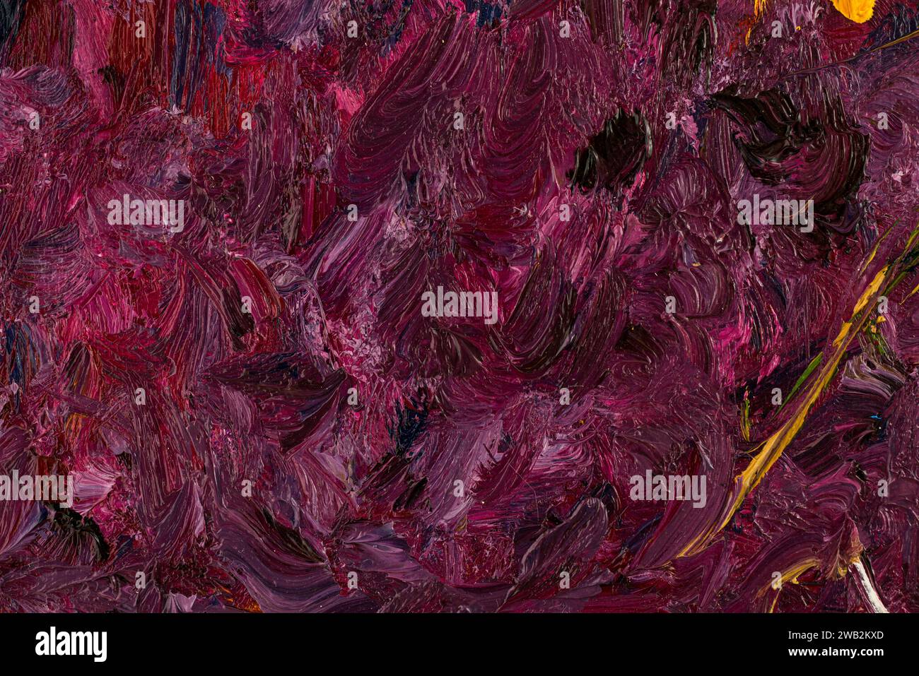 texture di vernice a olio di colore viola su tela. Foto Stock