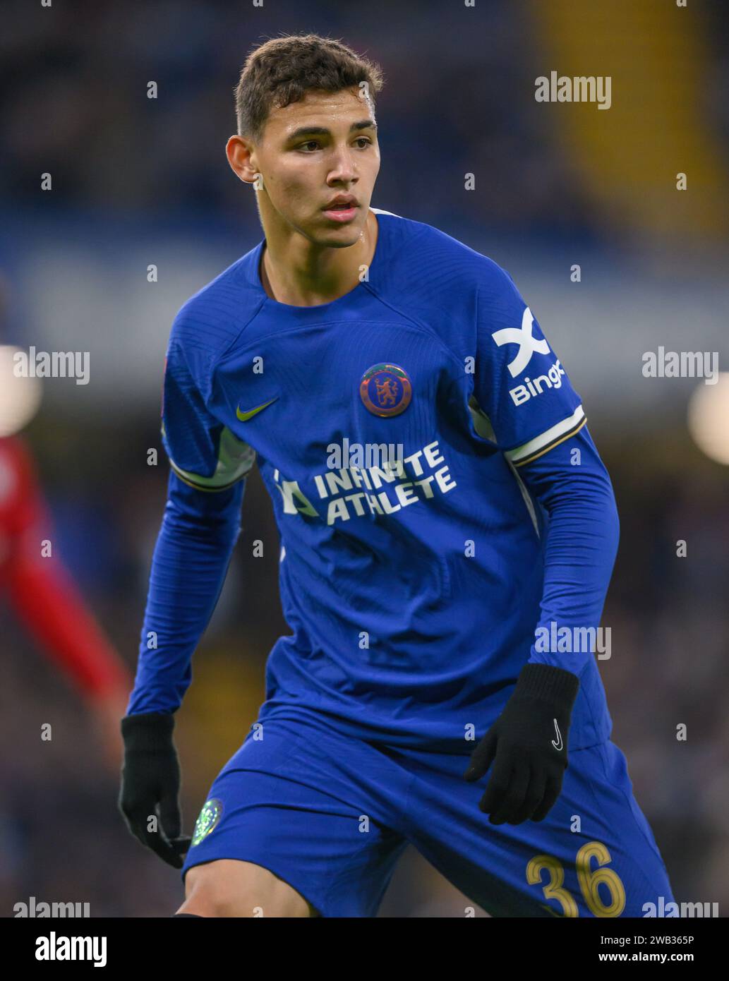 Londra, Regno Unito. 6 gennaio 2024 - Chelsea contro Preston North End - fa Cup Round 3 - Stamford Bridge. Il Deivid di Chelsea in azione. Credito immagine: Mark Pain / Alamy Live News Foto Stock