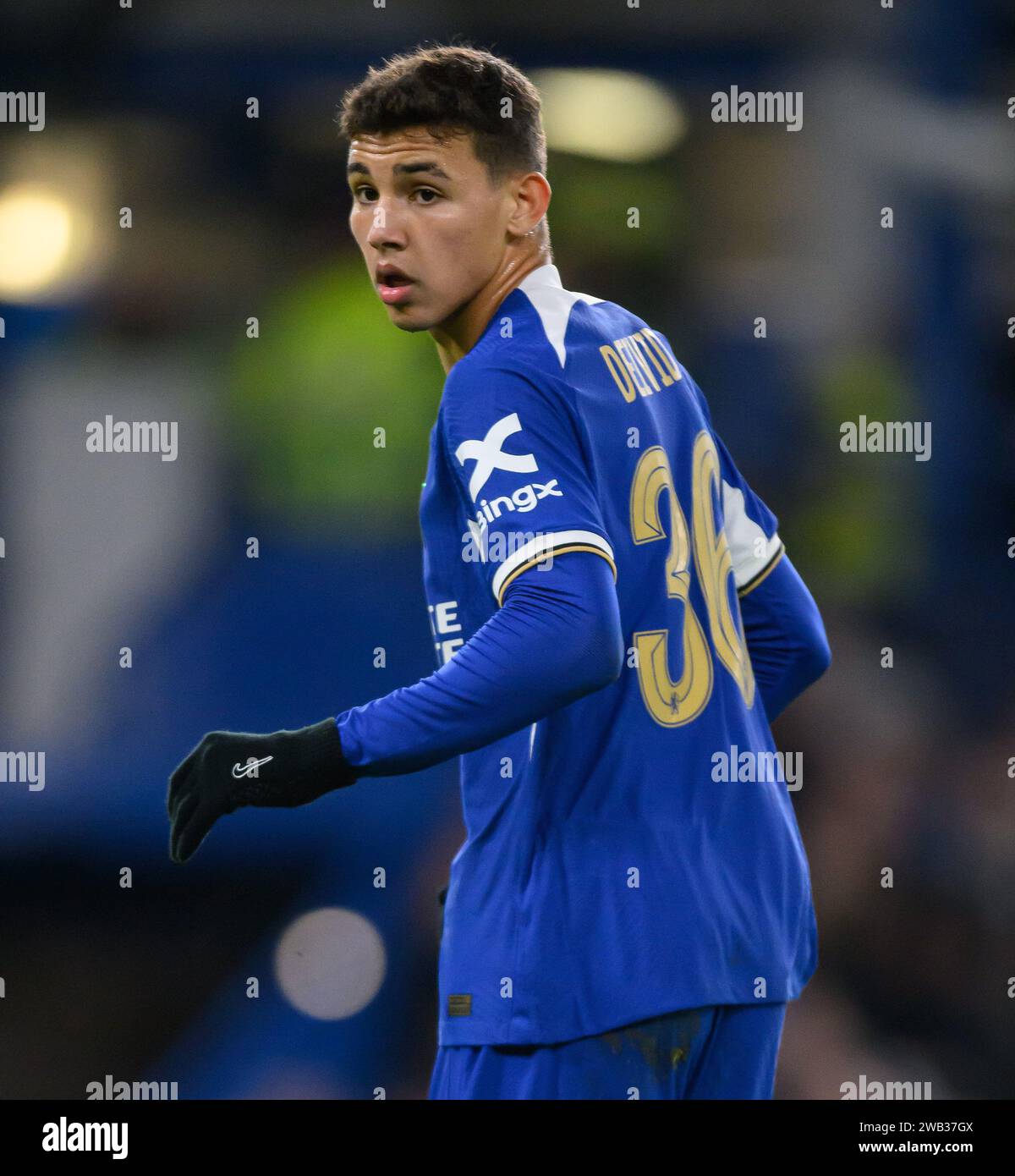 Londra, Regno Unito. 6 gennaio 2024 - Chelsea contro Preston North End - fa Cup Round 3 - Stamford Bridge. Il Deivid di Chelsea in azione. Credito immagine: Mark Pain / Alamy Live News Foto Stock