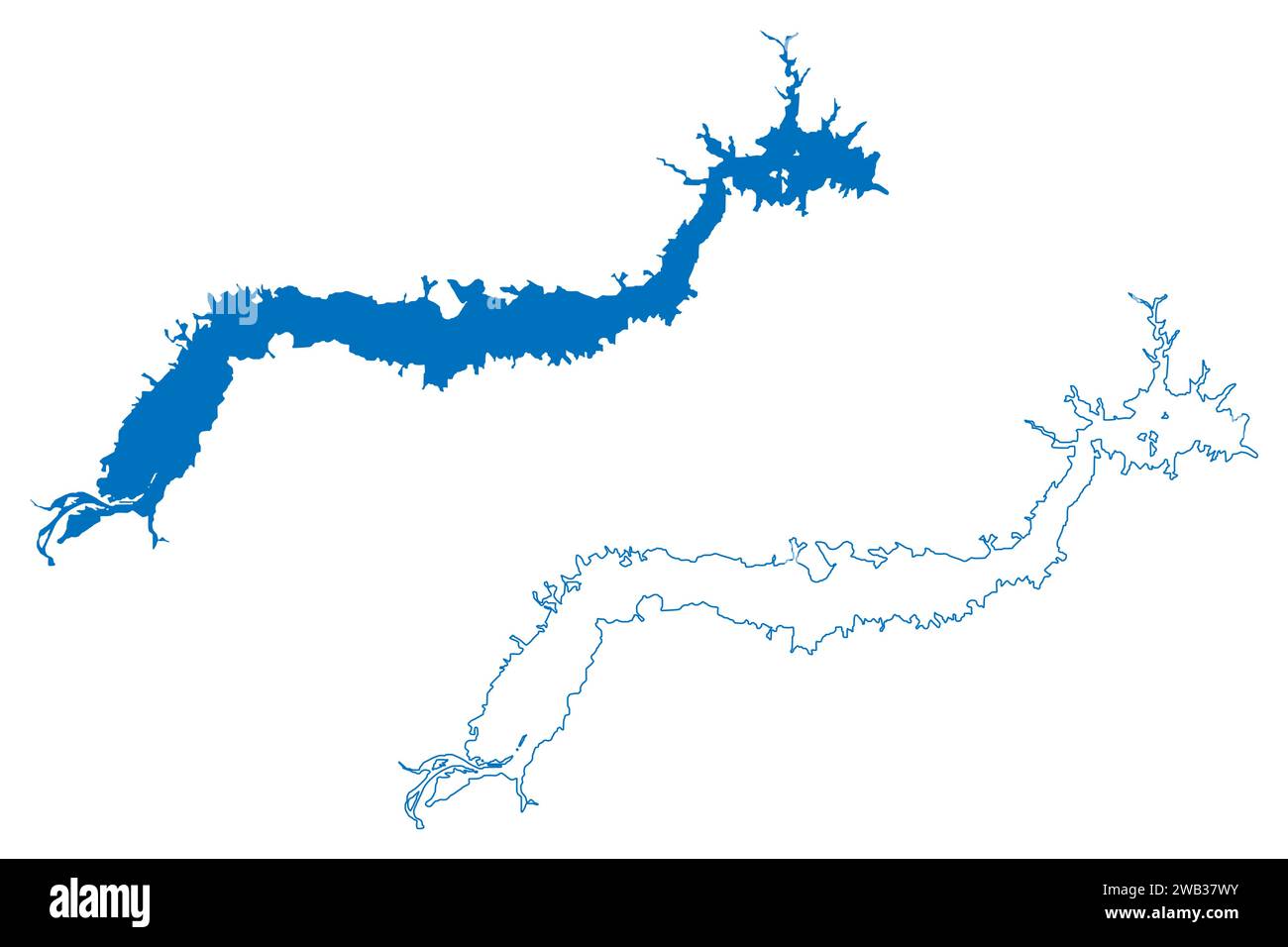 Lago Sobradinho (Repubblica Federativa del Brasile) mappa illustrazione vettoriale, schizzo di scribble Reservoir Lago de Sobradinho Dam MAP Illustrazione Vettoriale