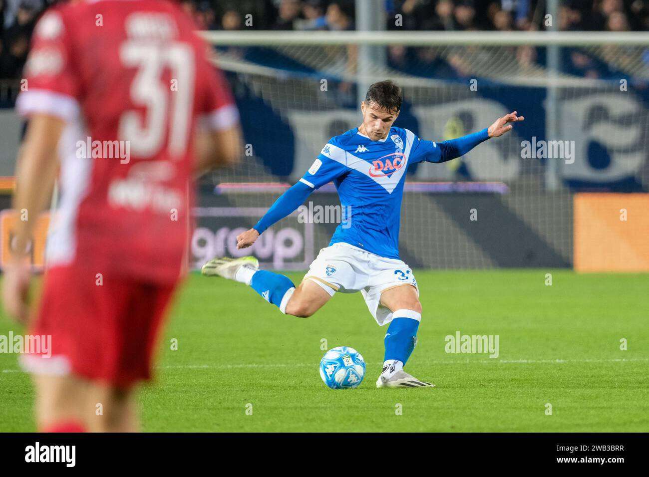 Andrea Papetti del Brescia calcio FC durante la partita di campionato italiano di serie B tra Brescia calcio e SSC Bari a Mario Rigamonti Stadiu Foto Stock