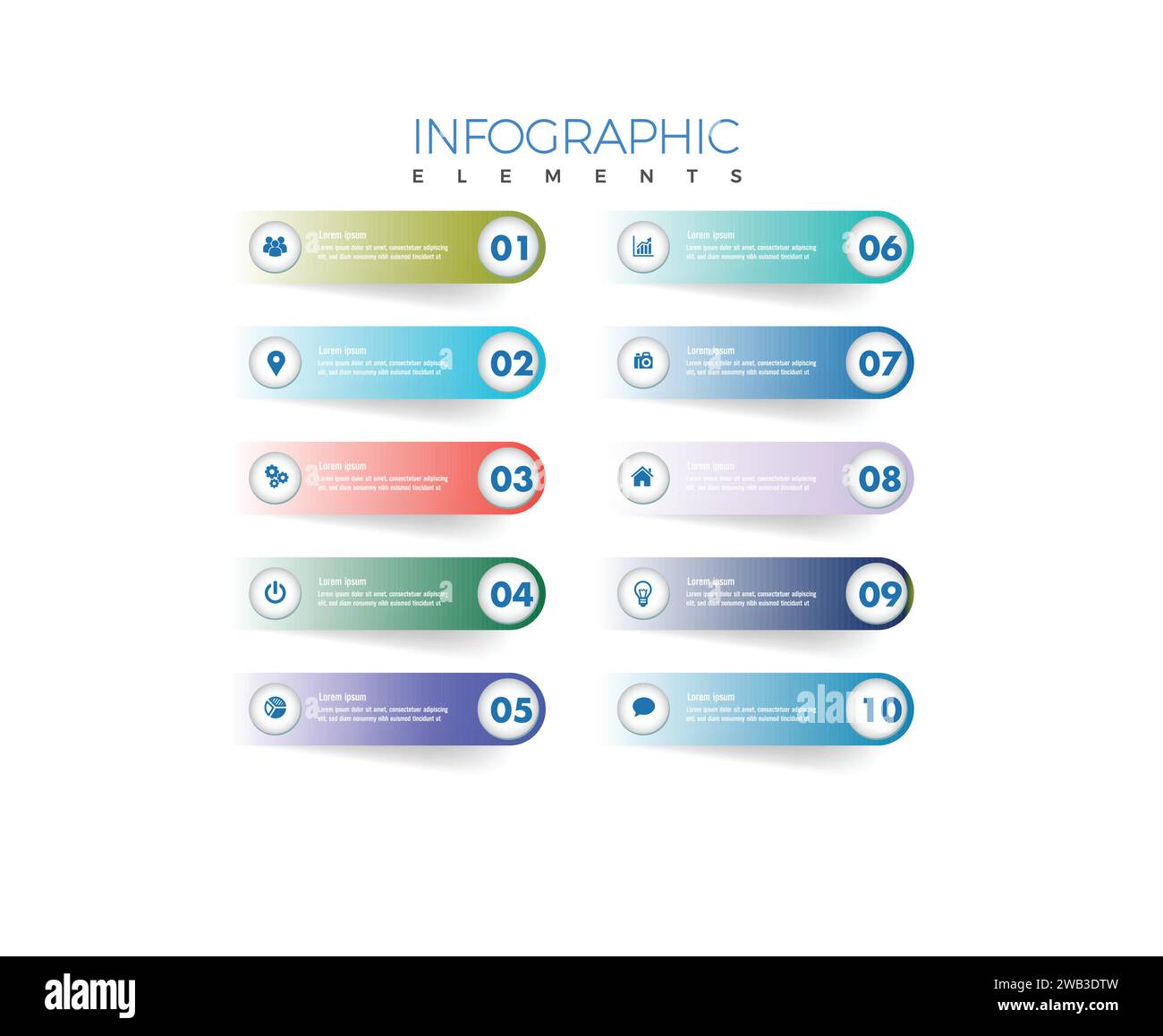 infografica da 1 a 10 elementi Illustrazione Vettoriale