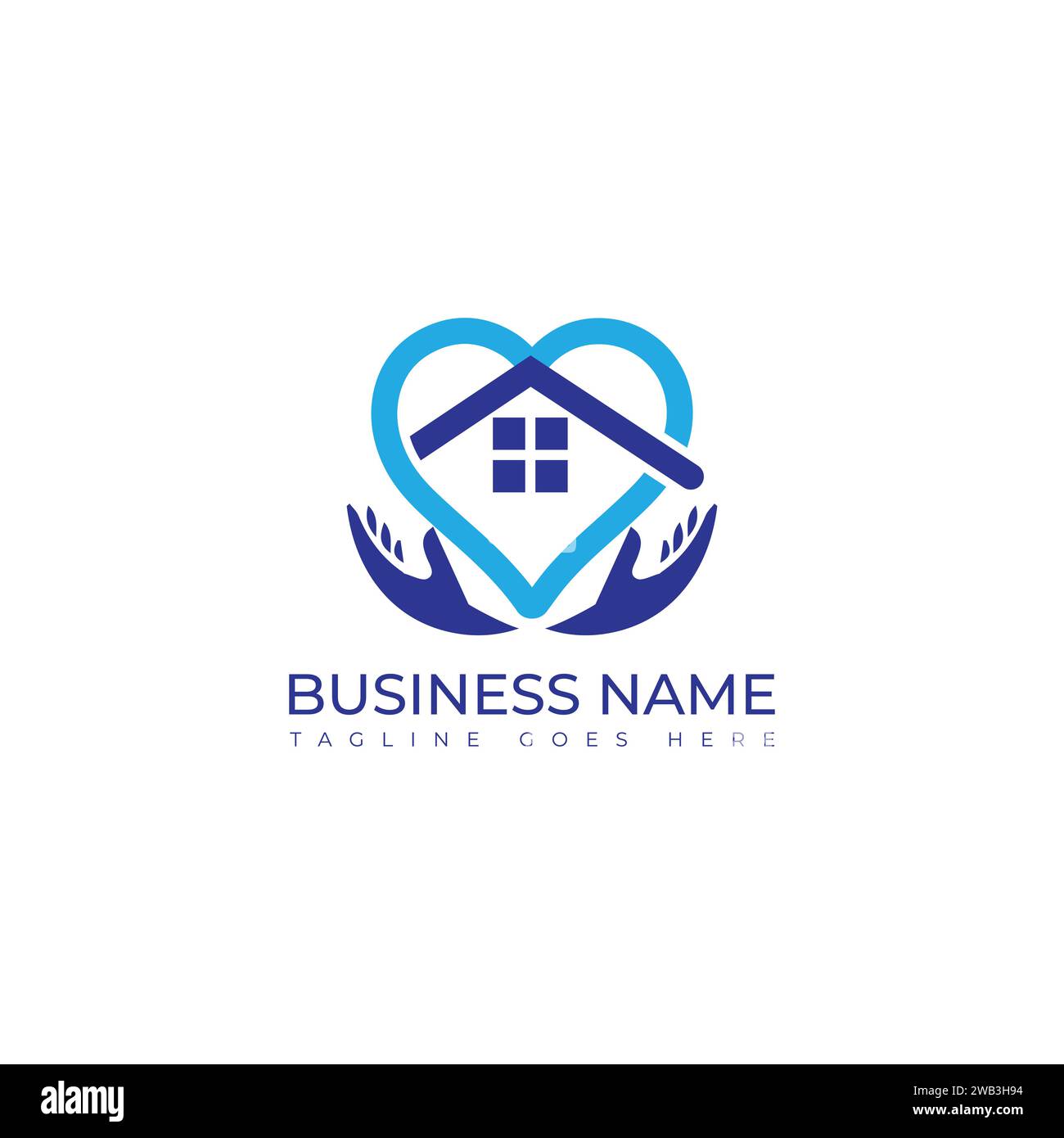 Modello di logo House Care e design del logo Medical House. Logo assistenza domiciliare, logo Stay at Home, modello di logo della casa di cura vettore Illustrazione Vettoriale
