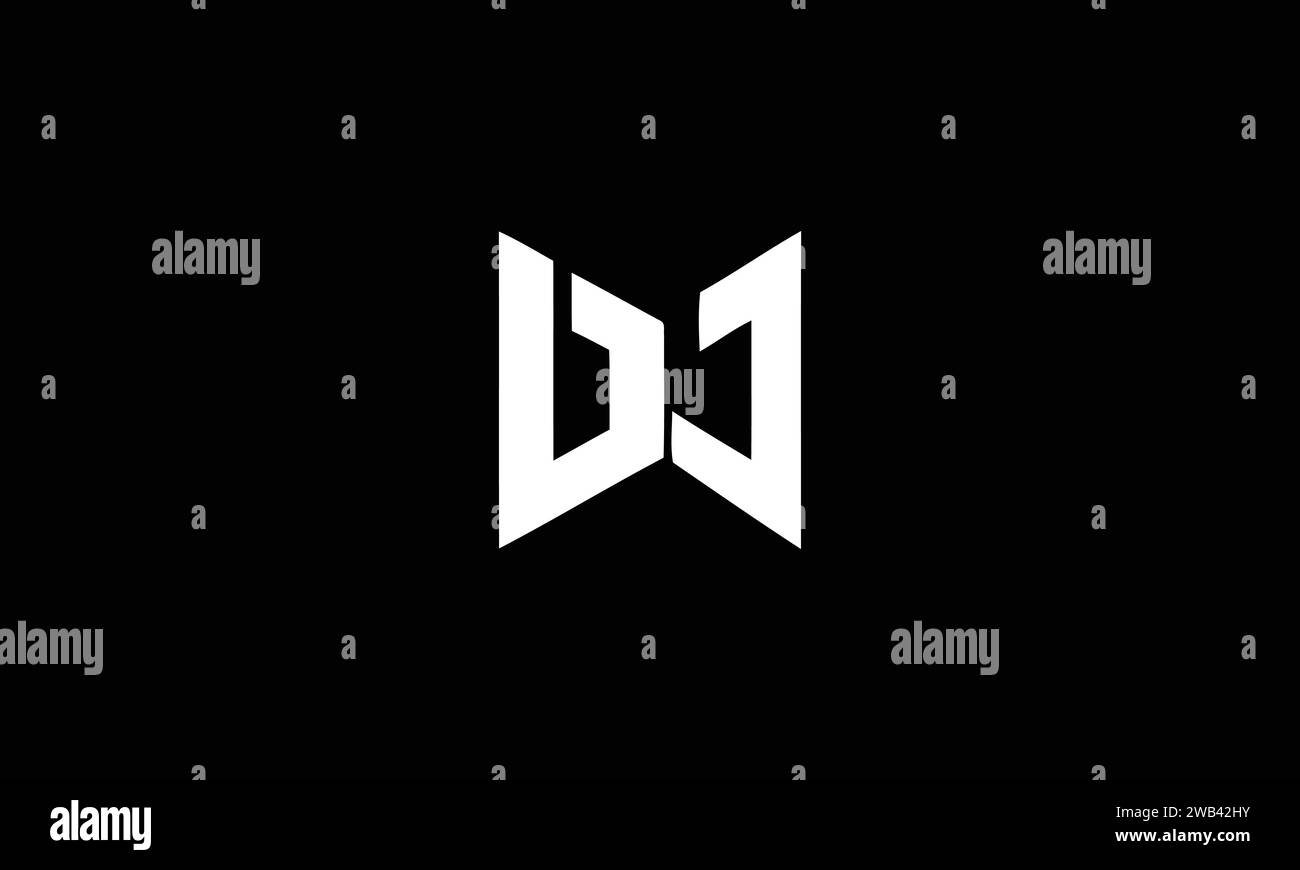 Design iniziale logo DW o DJ Letter, modello vettore Illustrazione Vettoriale