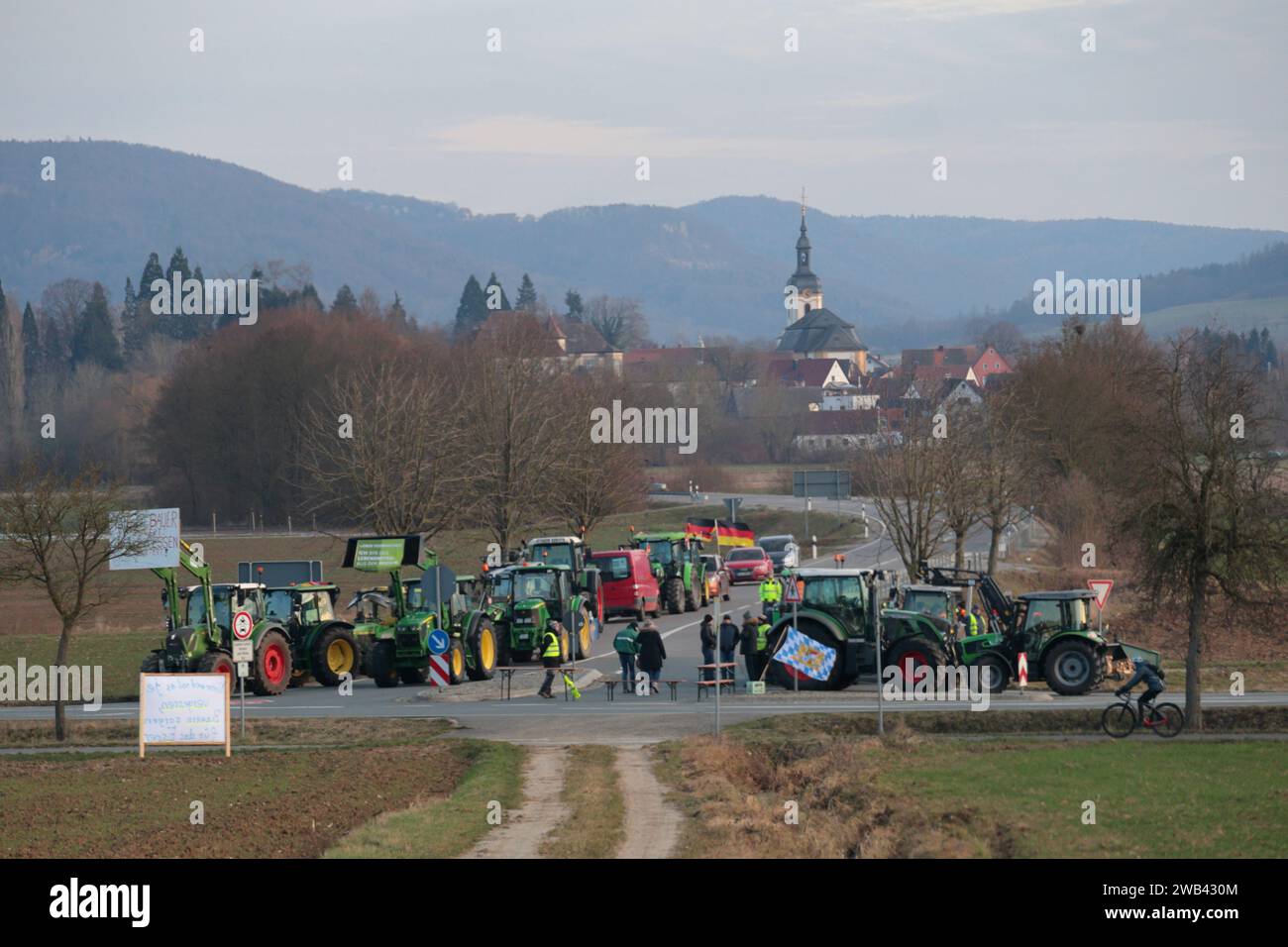 protestare contro i contadini dell'alta franconia Foto Stock