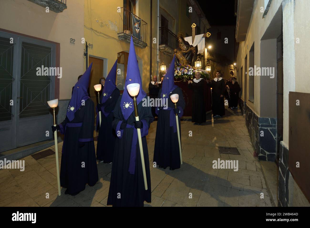 processione pasquale a Banyoles, processione dei Dolori, Banyoles, provincia di Girona, Catalogna Spagna Foto Stock