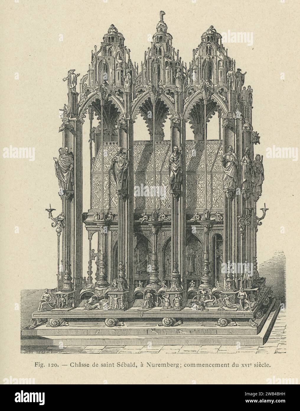 Santuario di San Sebaldo di Norimberga, risalente al XVI secolo. Illustrazione da "l'ancienne France: les Arts et métiers au Moyen-Âge. Etude illustrée sur le Moyen--Âge et la Renaissance d'après les ouvrages de M. Paul Lacroix', pubblicato nel 1887 da Firmin-Didot (Parigi). Foto Stock