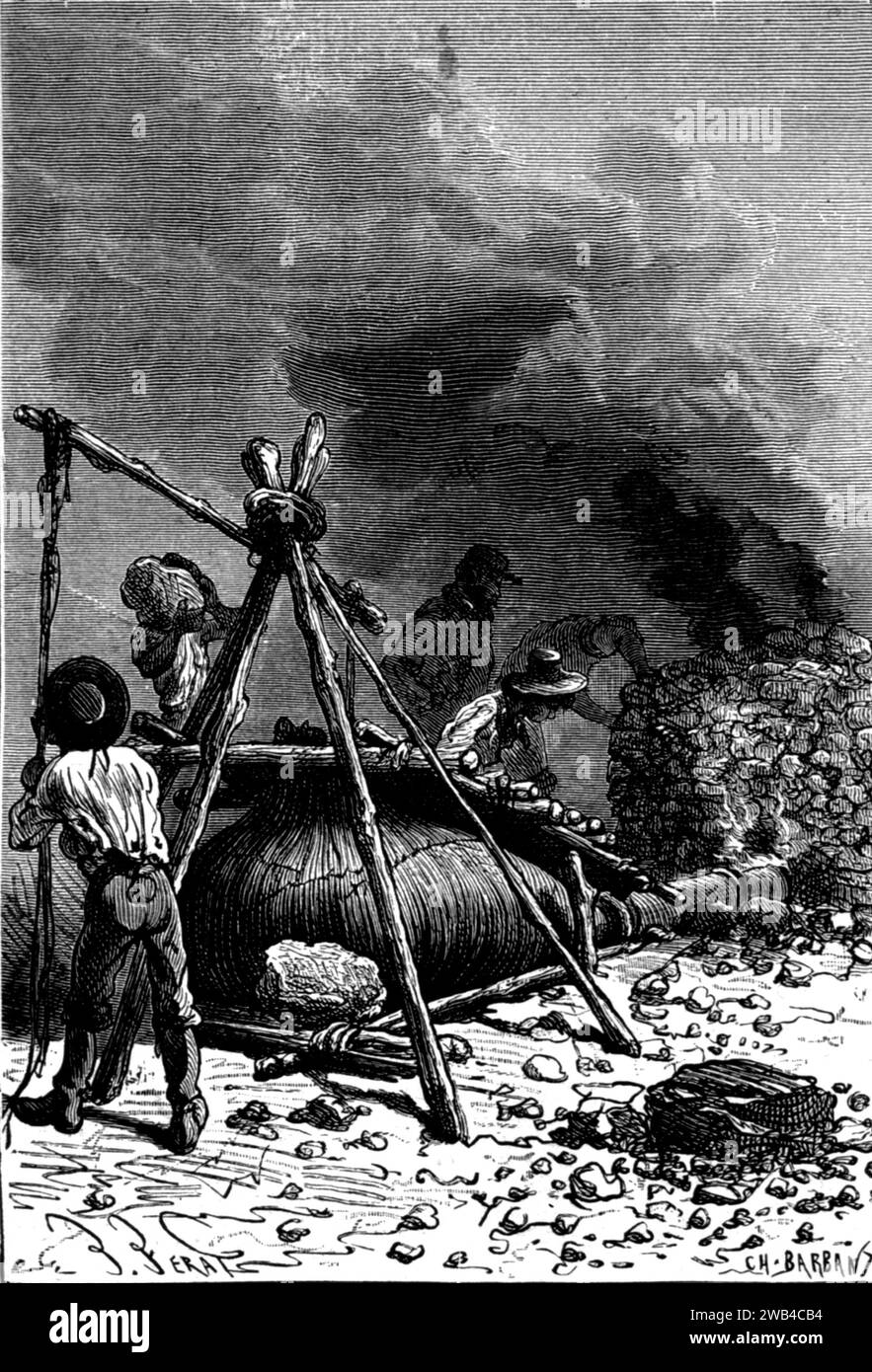 Illustrazione Jules Verne, "l'isola misteriosa" (francese: L'Île mystérieuse): "L'operazione era difficile" Edizioni Hetzel, 1874/1875 Collezione privata Foto Stock
