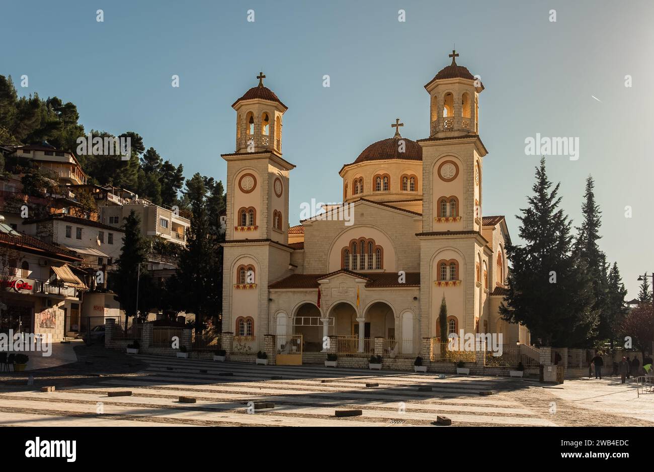 Dettagli San Demetrio Cattedrale della città di Berat in Albania, la città delle mille finestre. Foto di viaggio, nessuno - novembre 9,2023 Foto Stock