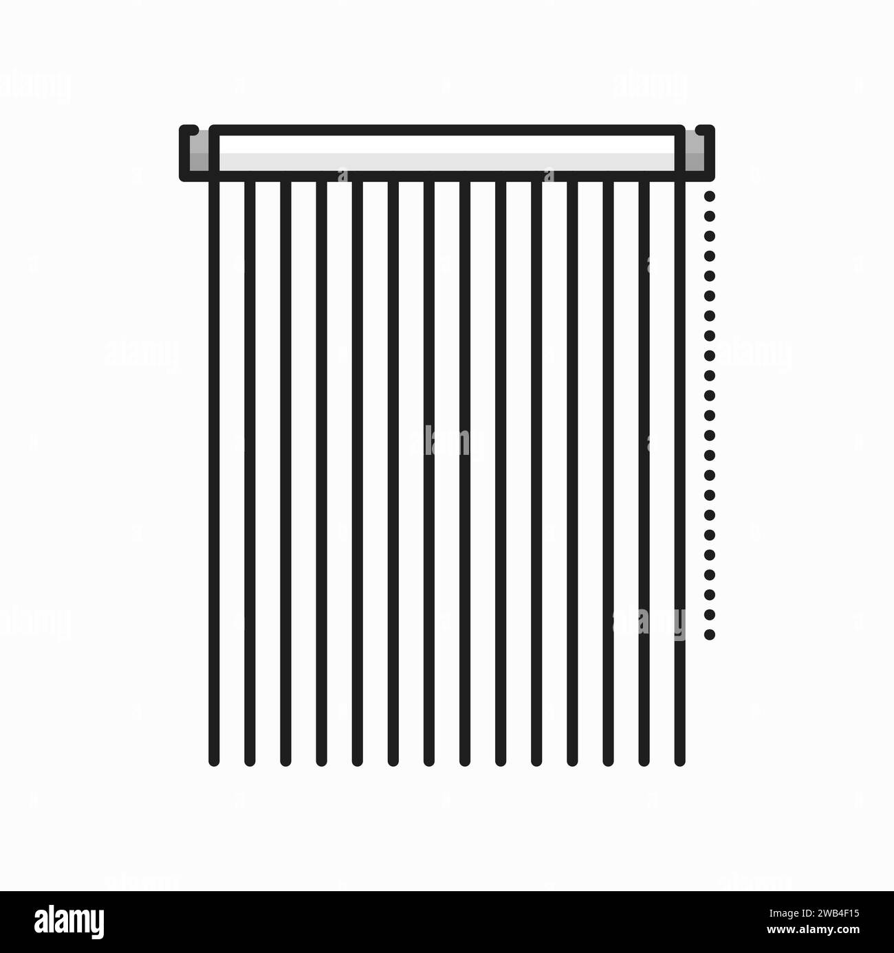 jalousie giapponese, tenda moderna, icona con contorno isolato a tendina. Tendina parasole vettoriale, pittogramma per tende, elemento di design interno per tende Illustrazione Vettoriale