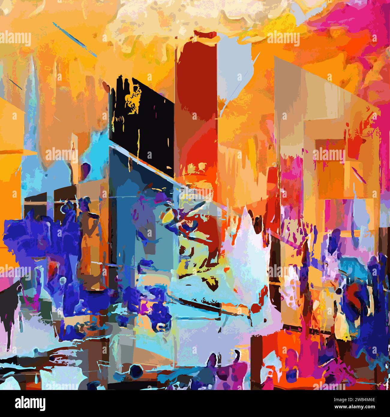 Illustrazione vettoriale Abstract Network Design intricato Collage Splash colori multipli Pittura moderna Illustrazione Vettoriale