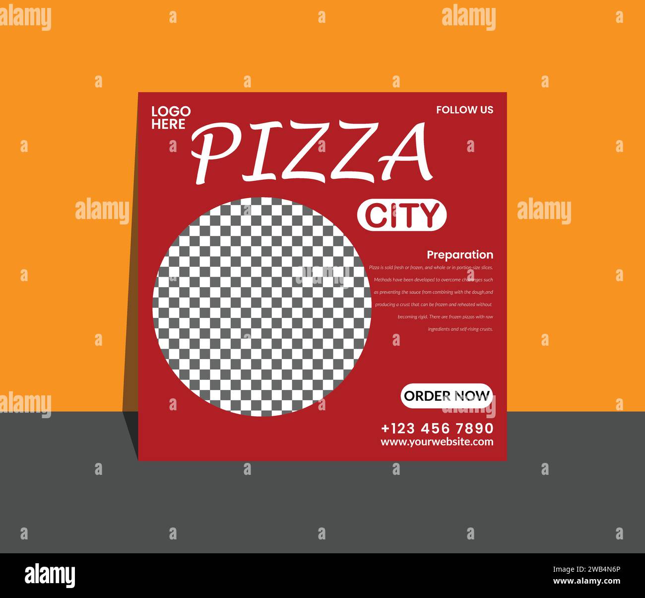 Pizza City social media post design Illustrazione Vettoriale