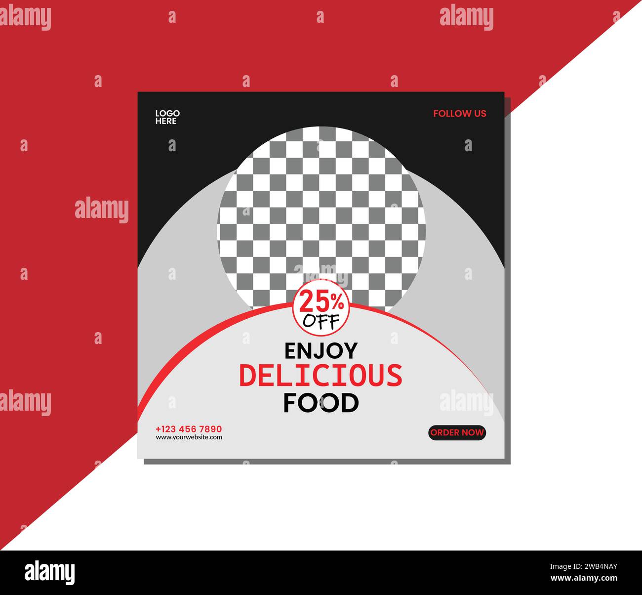 Design post-vendita di cibo delizioso sui social media Illustrazione Vettoriale
