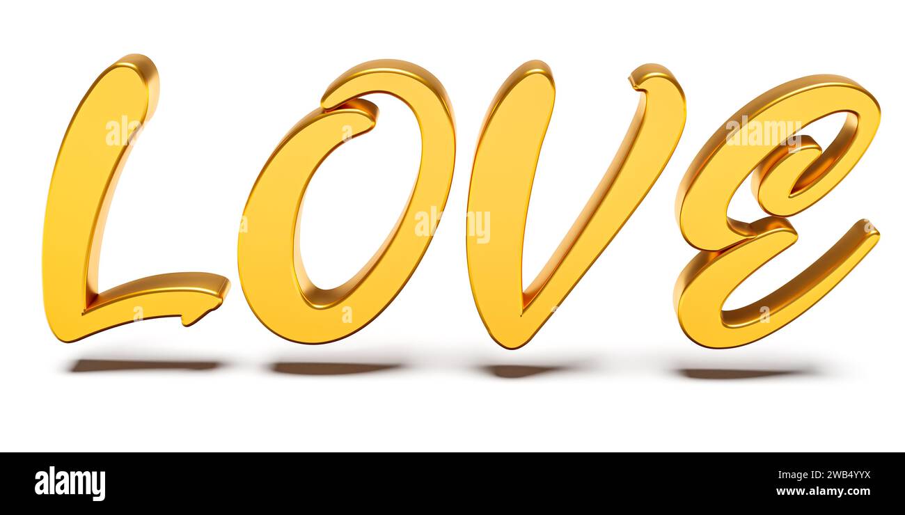 Celebra l'amore con una squisita illustrazione con la parola "AMORE" isolata su bianco, perfetta per San Valentino e matrimoni Foto Stock