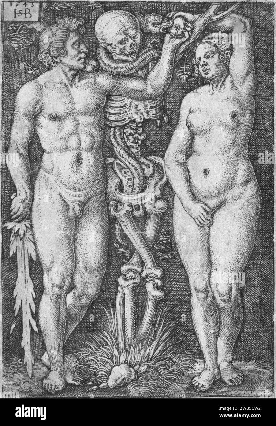 Adamo ed Eva, 1543, di Sebald Beham (1500 – 1550) Foto Stock