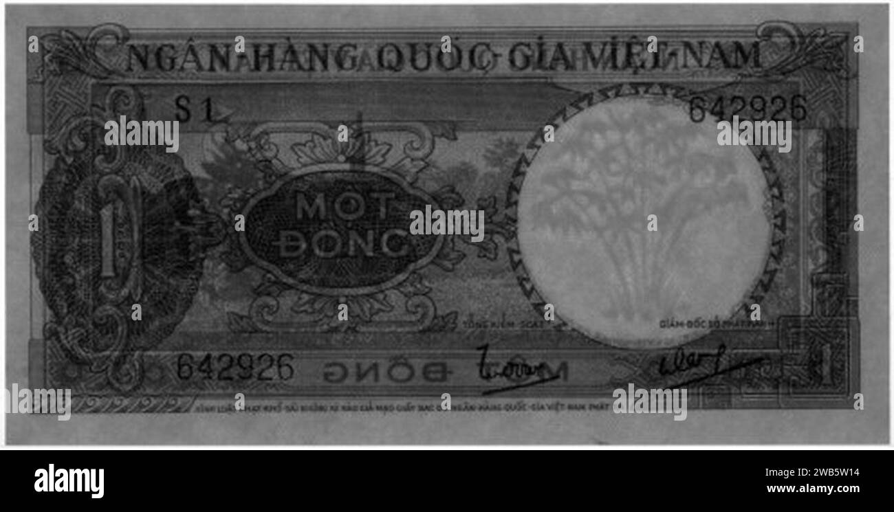 1 Đồng - Vietnam del Sud (1964, filigrana di bambù) 01. Foto Stock