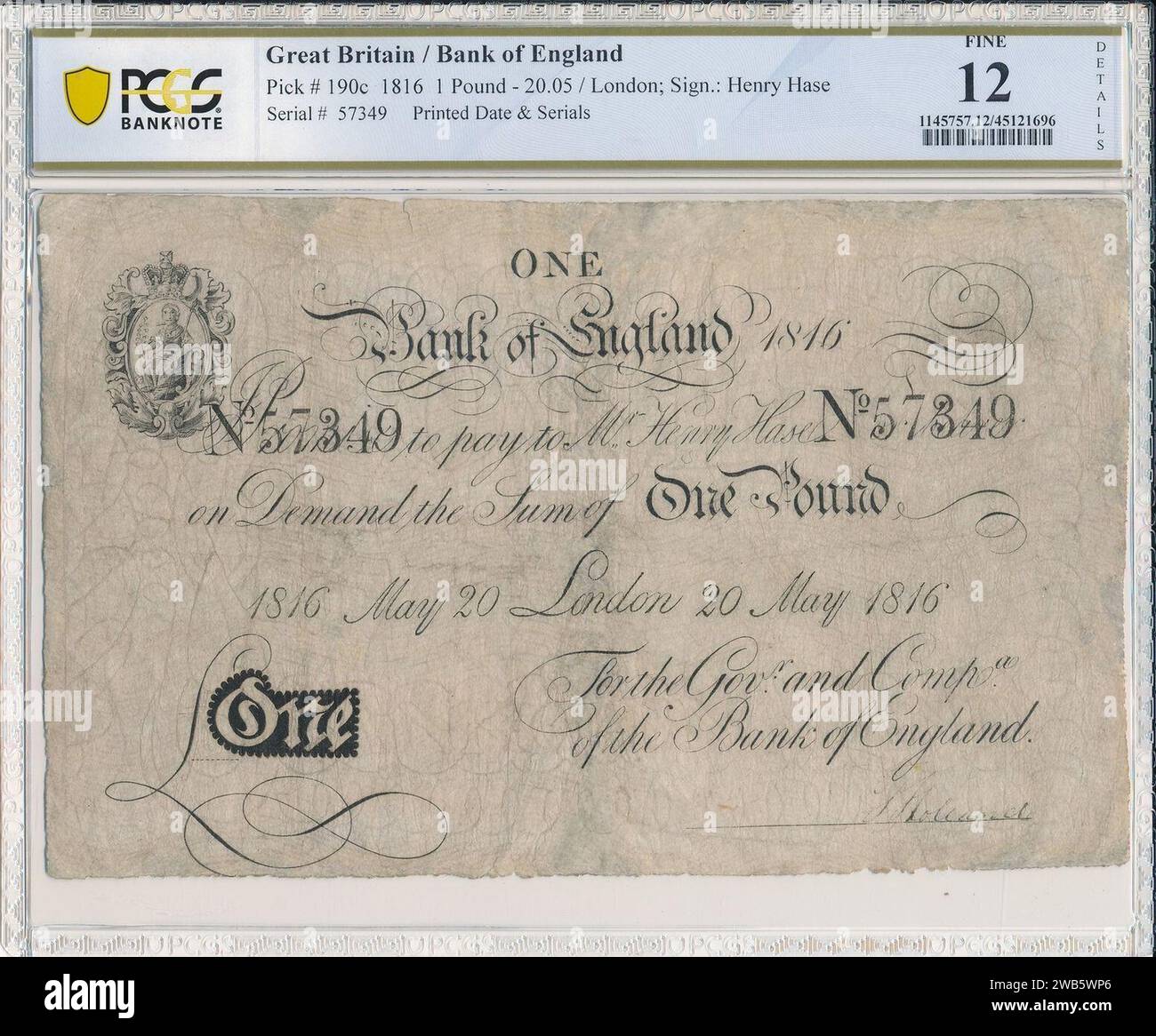 1 sterlina - Bank of England (1816) Confucians 01. Foto Stock