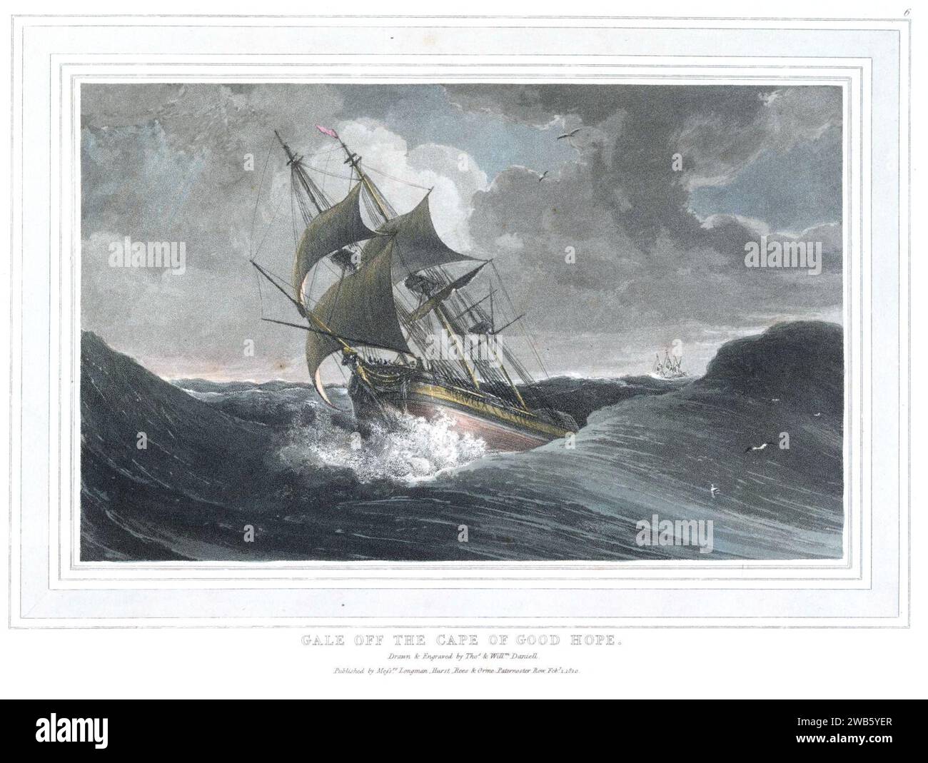 06 Gale al largo del Capo di buona speranza, da Un pittoresco viaggio in India. Foto Stock