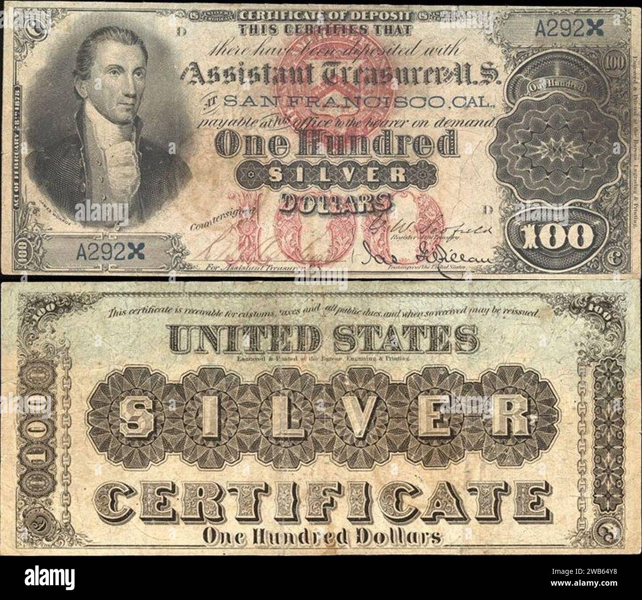 100 dollari - certificato Silver (San Francisco, California) Foto Stock