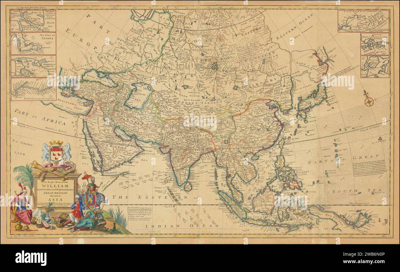 1730 mappa dell'Asia di Herman Moll. Foto Stock