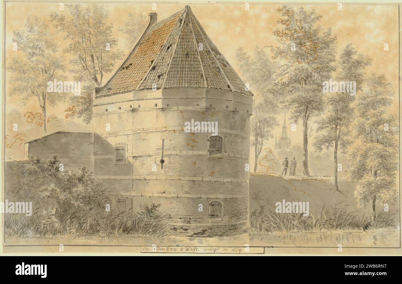 1826 - ouden Toorn te Delft. Gesloopt nel 1829, Balthasar Jooss, SA Delft, inv.nr. 68237. Foto Stock
