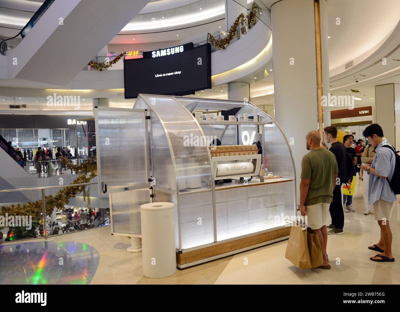 Il chiosco % arabica per la caffetteria presso il centro commerciale Siam Paragon di Bangkok, Thailandia. Foto Stock