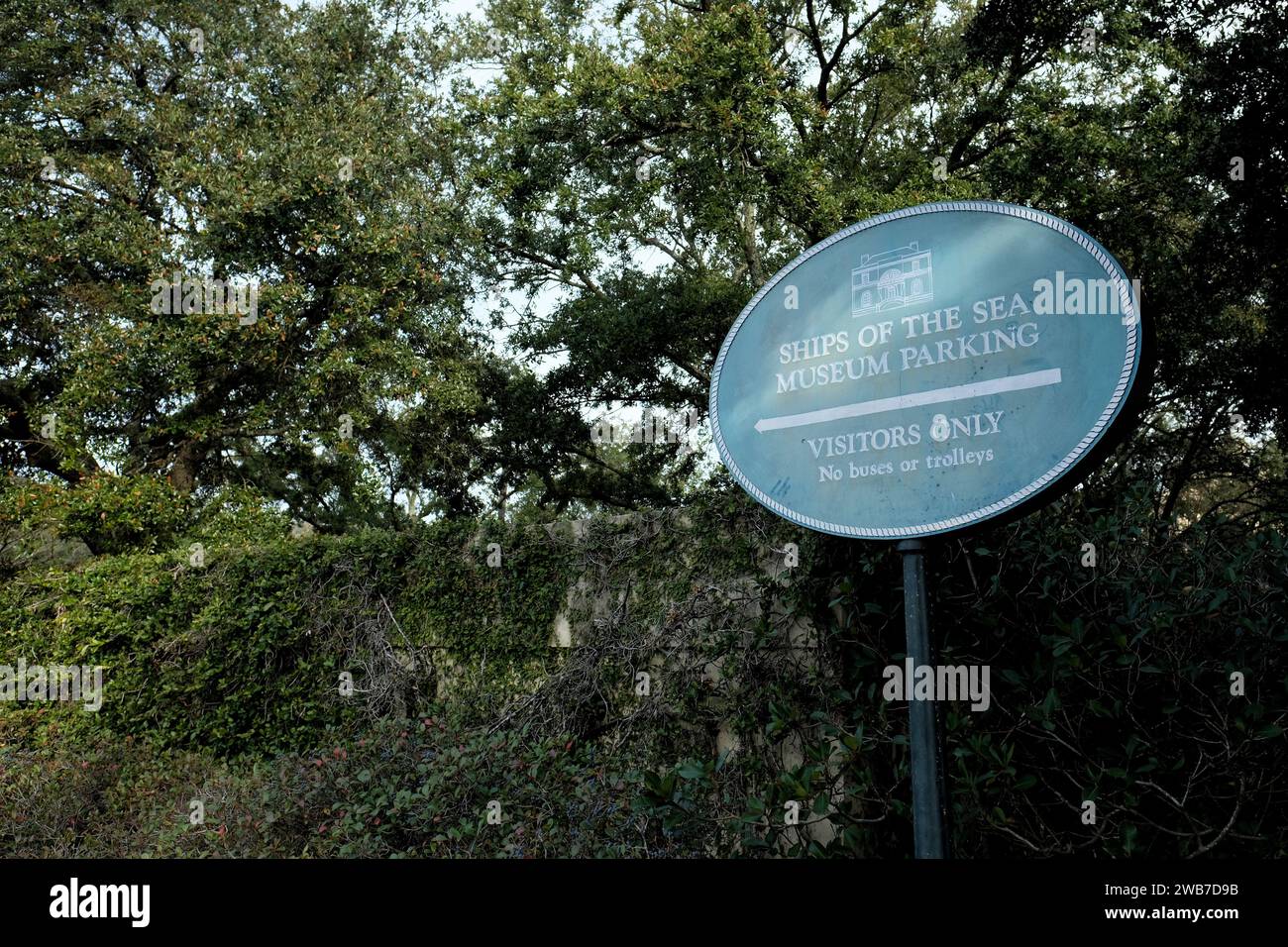 Ingresso al Ships of the Sea Museum presso la Scarborough House and Gardens di Savannah, Georgia; museo marittimo, dipinti e oggetti d'antiquariato. Foto Stock