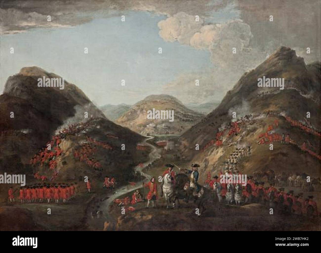 Peter Tillemans - la battaglia di Glenshiel 1719. Le figure probabilmente includono Lord George Murray, c 1700 - 1760, Rob Roy ma Foto Stock