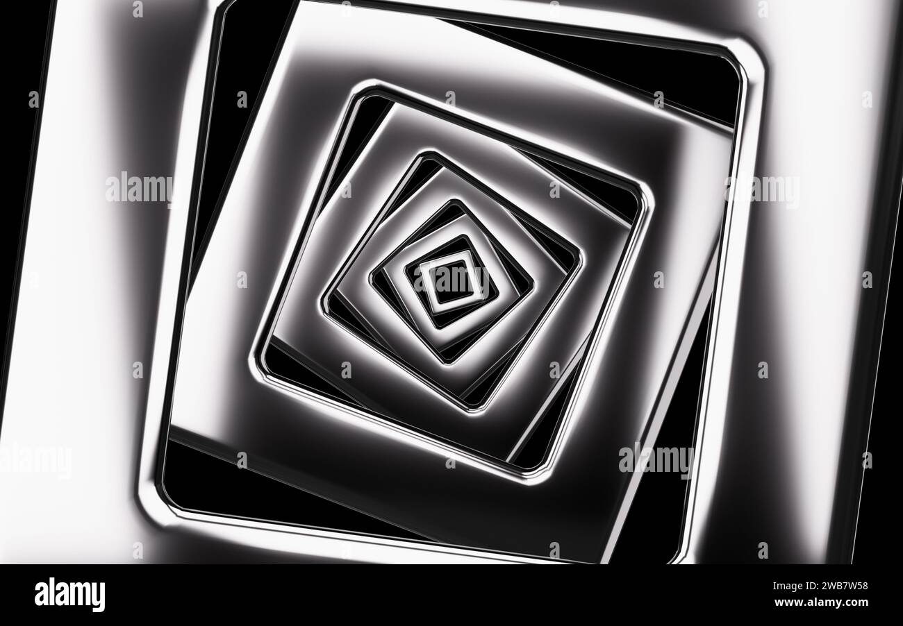Geometria di metallo astratta, tunnel di metallo, rendering 3D. illustrazione 3d. Foto Stock