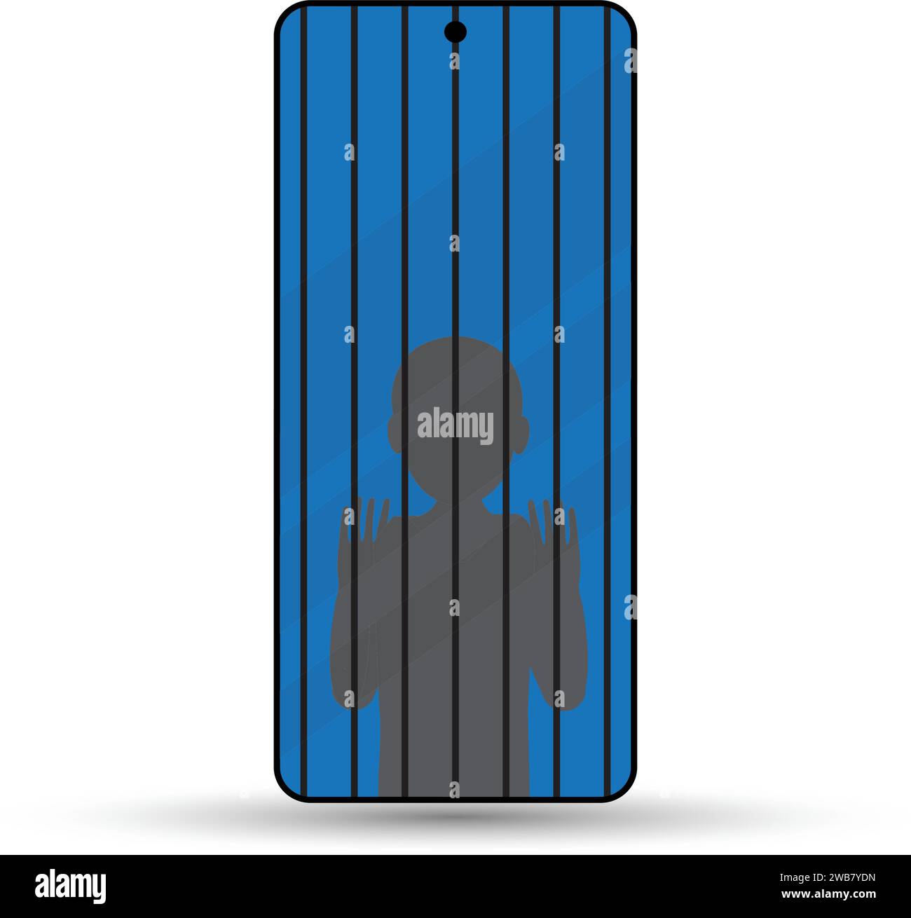 Concetto di prigioniero e dipendenza da smartphone Illustrazione Vettoriale
