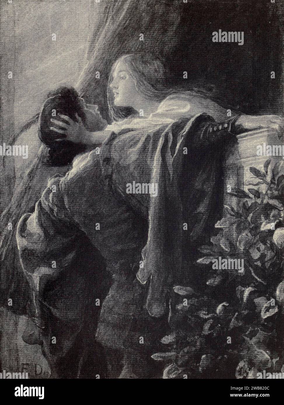 Juliet. O, pensi che ci incontreremo mai più? Romeo e Giulietta, atto iii, SC. v. di FANK DICKSEE da Un tributo al genio di William Shakespeare; essere il programma di una rappresentazione al Drury Lane Theatre il 2 maggio 1916, il tercentenario della sua morte; umilmente offerto dai giocatori e dai loro colleghi nelle arti affini della musica e della pittura MACMILLAN AND CO., LIMITED ST. MARTIN'S STREET, LONDRA 1916 Foto Stock