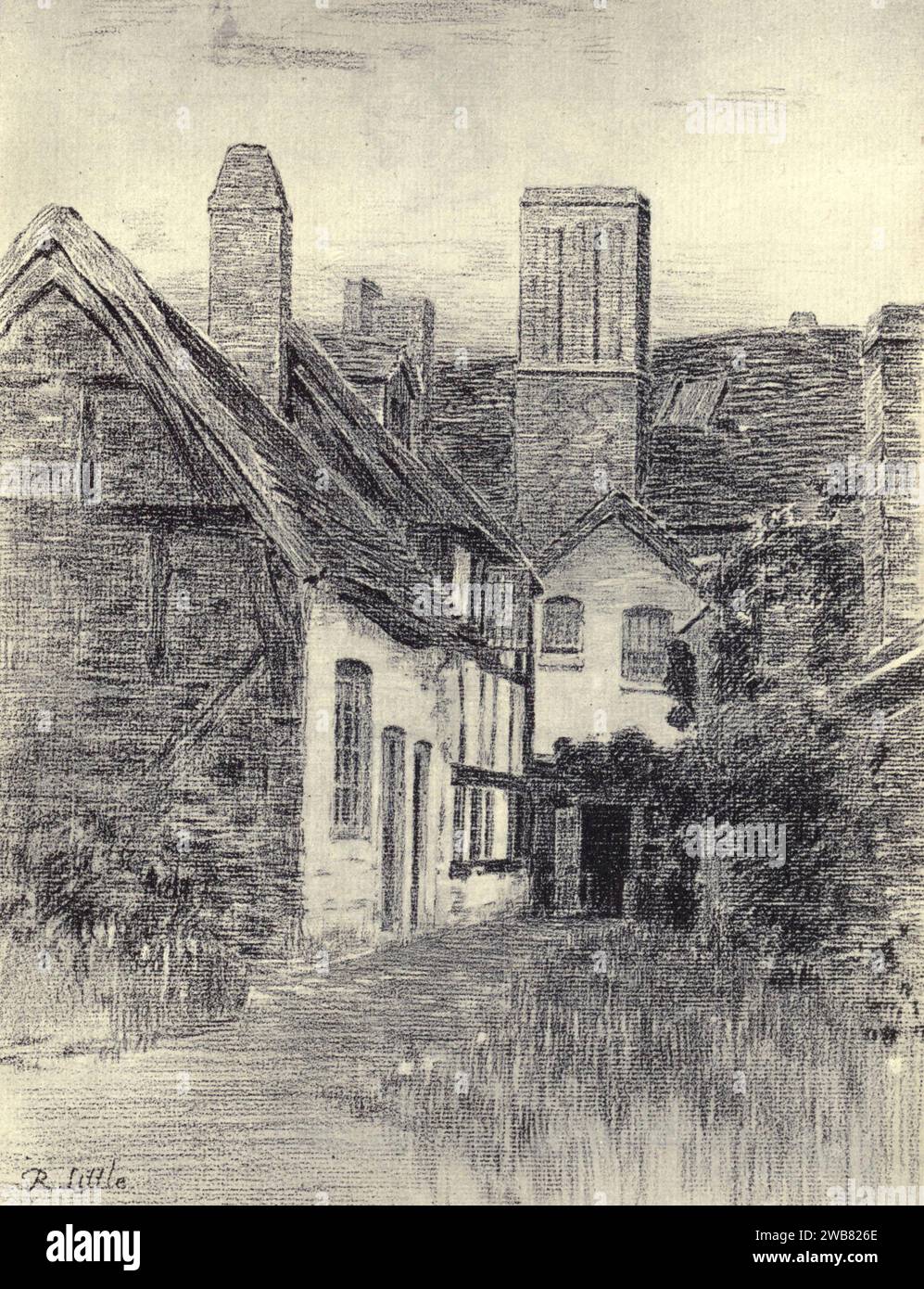 La casa di Julius Shaw, Stratford-on-Avon. Di R. LITTLE, da Un tributo al genio di William Shakespeare; essere il programma di una rappresentazione al Drury Lane Theatre il 2 maggio 1916, il tercentenario della sua morte; umilmente offerto dai giocatori e dai loro colleghi nelle arti affini della musica e della pittura MACMILLAN AND CO., LIMITED ST. MARTIN'S STREET, LONDRA 1916 Foto Stock