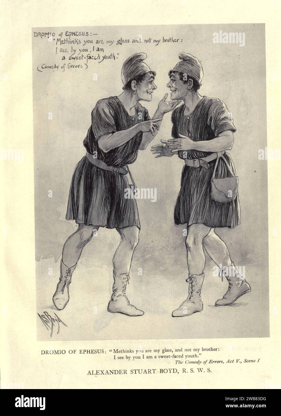 Dromio di Efeso. Metinks tu sei il mio bicchiere, e non mio fratello: Vedo da te che sono una giovinezza dalla faccia dolce. The Comedy of Errors, Act contro SC. i A. S. Boyd A Tribute to the Genius of William Shakespeare; essere il programma di una rappresentazione al Drury Lane Theatre il 2 maggio 1916, il tercentenario della sua morte; umilmente offerto dai giocatori e dai loro colleghi nelle arti affini della musica e della pittura MACMILLAN AND CO., LIMITED ST. MARTIN'S STREET, LONDRA 1916 Foto Stock